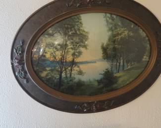 Reverse painted landscape