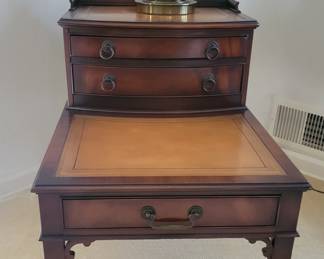 IMPERIAL DROP LEAF LEATHER TOP SIDE TABLE W/2DRAWERS $50