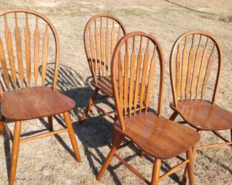 4 Oak Bent Wood Chairs