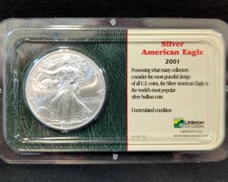 2001 American Eagle 1 Oz Fine Silver $1 Uncirculated Coin