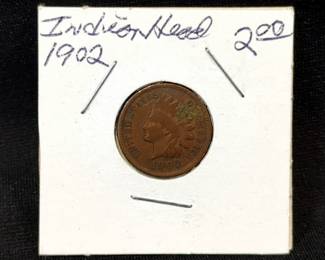 1902 Indian Head Penny And Off-Center Struck Lincoln Memorial Penny