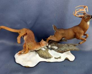 Old West Visions Limited Edition Native American Resin Figurine, 9" And The Danbury Mint "Hot Pursuit" By Nick Bibby Figurine, 7" x 11"