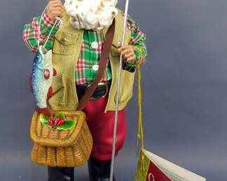 Possible Dreams Clothtique Santas Flyfishing Santa, 11" Tall