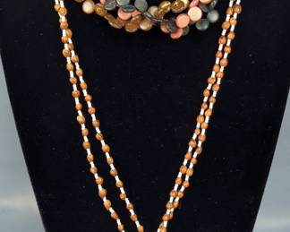 Navajo Ghost Bead Necklaces With Yellow, White, Red Beads, Modeschmuck Necklace, Urmibdai With Various Stones And More
