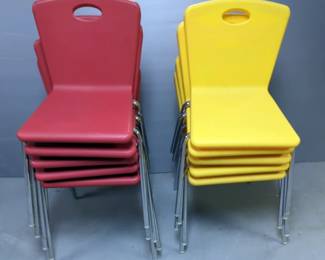 Chiefs Colored Stackable Vinyl Chairs, Total Qty 10