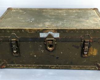 L-U-C-E Military Foot Locker, Marked July 18 1940, 13" x 31" x 17"