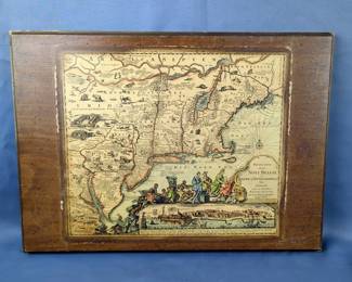 Novi Belgii In American Septentrionali Map On Board, 15" x 21" And Mapping The World Hard Back Book By Peter Whitfield