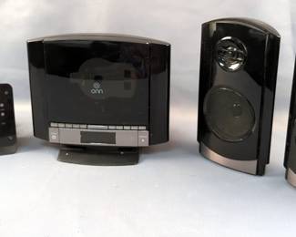 Onn Home Stereo Countertop CD Player With 4" Speakers, Qty 2 And Sony Dream Machine Alarm Clock Radio