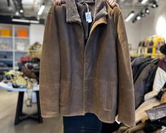 Men's brown leather coat