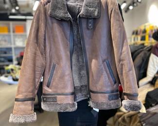 Taupe, tan, grey fur and leather
