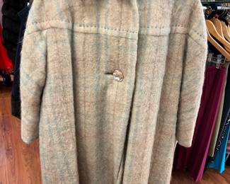 50's - 60's plaid wool boucle coat