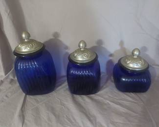 Blue cobalt cannister set