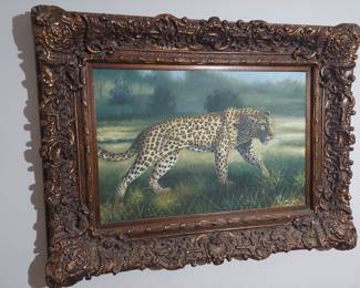 framed leopard art