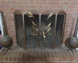 brass fireplace screen