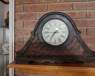 mantle clock quartz with basket weave bamboo