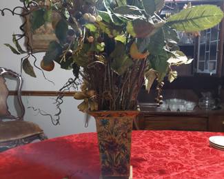 Floral centerpiece; tablecloth with matching napkins