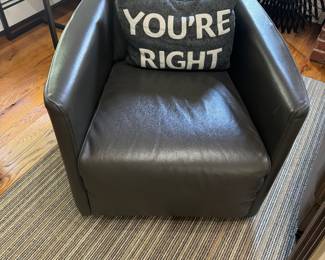 Swivel leather chair.  Low to ground.  
$145. Redding CT