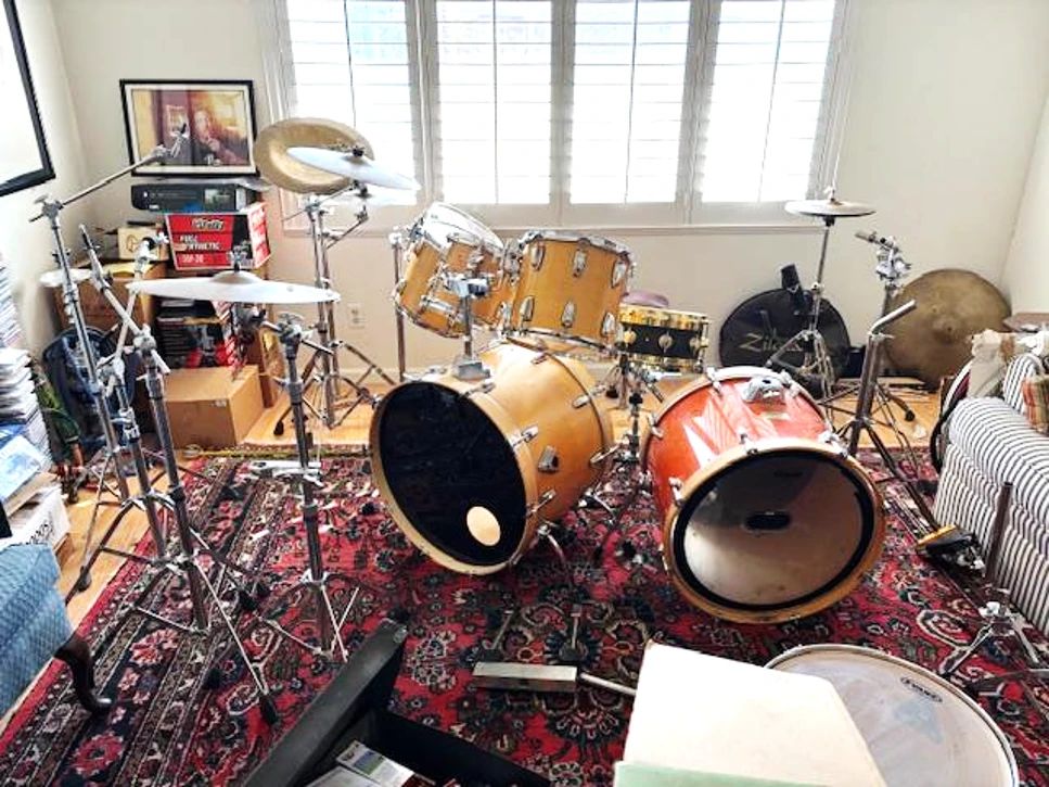 Ludwig Blue and Olive Badge Drum Set - Many More Pieces Than Shown  