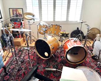 Ludwig Blue and Olive Badge Drum Set - Many More Pieces Than Shown  