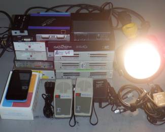 OX ELECTRONICS INCLUDING PHOTON BEAM 1000 STUDIO LIGHT, RTS SSA-424 VU METER, AND MORE