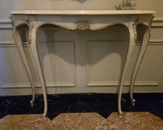 Marbletop Entryway Table $700
37.5" w x 9.5" d x 32" tall