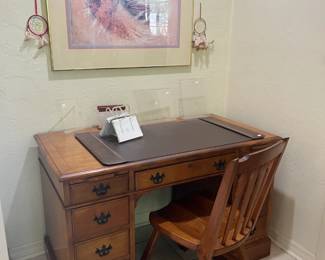 Wooden office desk w/chair