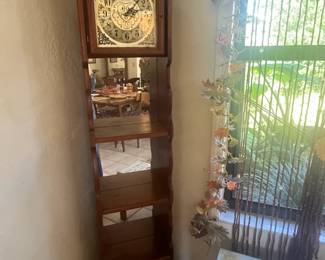 Floor clock w/tiered shelving