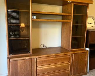 Lighted Baker Road wall unit measures 80" x 24" x 76" . TV opening measures 39"W x  up to 48"H