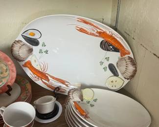 Sur La Table Italy 20" Seafood Serving platter and 6 plates