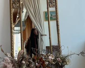 French Antique mirror on marble console 