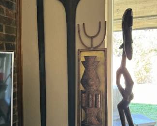 Topoke currency blades, Mossi tribe plank mask from Burkina Faso, Senufo rhythm pounder