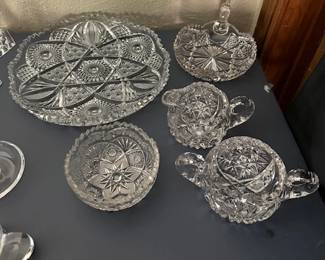 Several of the pieces of cut glass