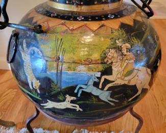 A hand painted Anglo Indian Covered Jar. 