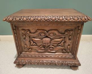 A Hand Carved Wood Box.