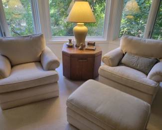 Armchairs and Ottoman. 