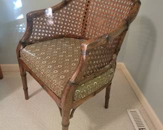 Barrel Back Bamboo and Cane Armchair.