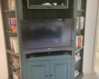 Three Piece Cabinet.  TV. Books. 