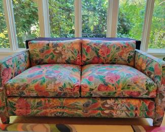Mid Century Floral Pattern Love Seat.