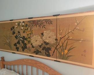 Four Panel Oriental Screen. 