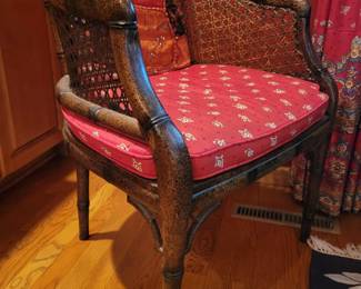 Bamboo Cane Barrel Armchair.