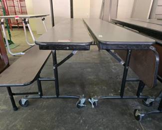 (2) Cafeteria Style Half Table W/ Bench