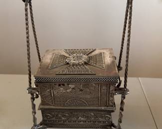 Victorian four-quad silver mechanical jewel box