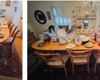 Regency cherry wood oval double pedestal dining table with leaves that can extend to 13 ft.  It's in excellent  condition. 