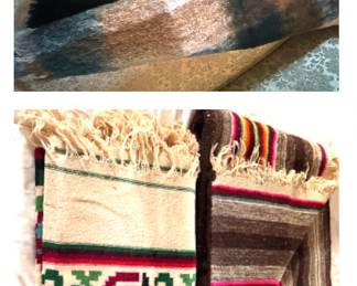 Vintage Indian blanket, Scandinavian blanket, and Gaelic mohair Irish blanket