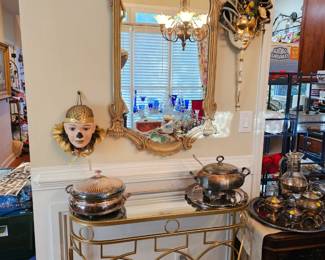 Gold metal and mirror top table