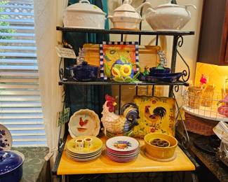 Bakers rack
Dishes and soup turien 