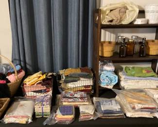 Selection of Sewing Items and Fabric.