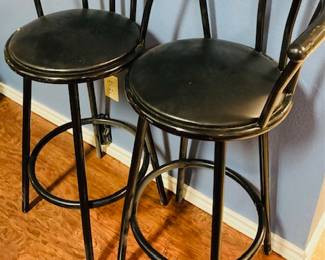 Pair of Iron Swivel Barstools.