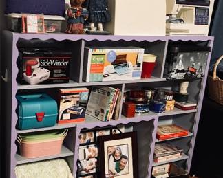 Vintage Toys and Decor. Lavender Wood 3 Shelf Decorative Storage.