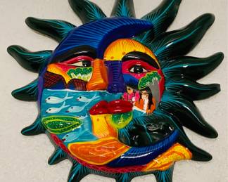 Hand Painted Pottery Wall Sun